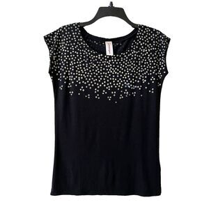 Umsteigen Black Bamboo/Organic Cotton T-Shirt Womens Medium Daisy Floral Top